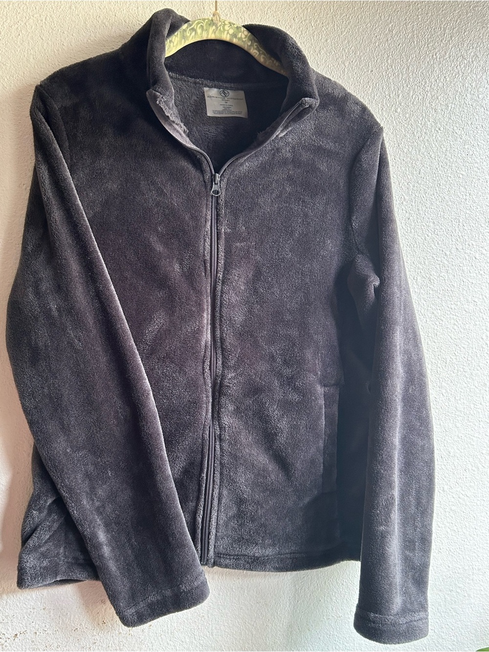 Adrienne Vittadini Dark Charcoal Plush Zip Jacket